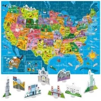 Puzzle Descoperiti Statele Unite ale Americii cu 25 de monumente 3D Headu