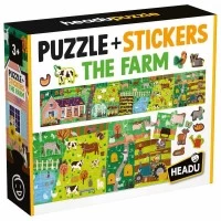 Puzzle si stickere ferma cu 48 piese Headu Puzzle si stickere ferma cu 48 piese Headu