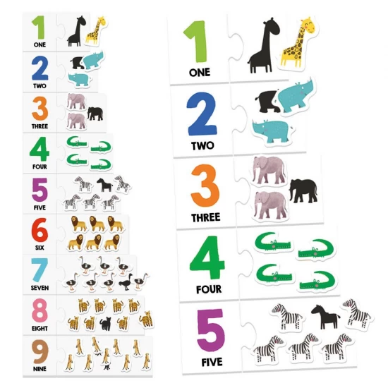 Joc Montessori Headu cu cartonase tactile cu numere si animale