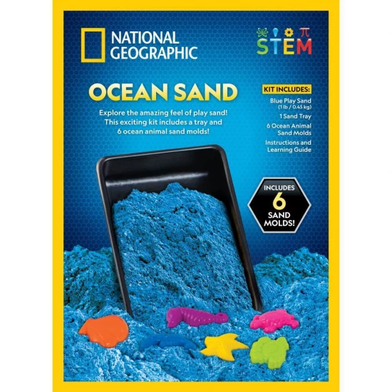 Set educativ National Geographic cu 1 kg nisip kinetic, 6 forme animale marine si tavita