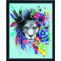 Pictura pe numere Ravensburger - Leu colorat