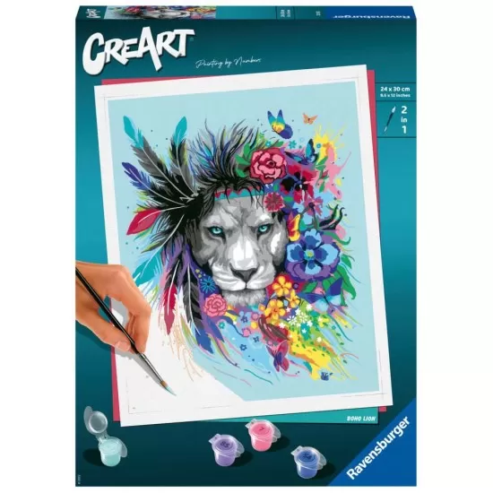 Pictura pe numere Ravensburger - Leu colorat Pictura pe numere Ravensburger - Leu colorat