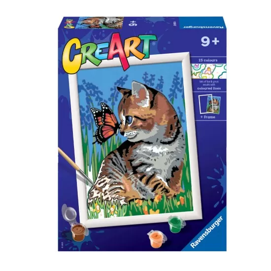 Pictura pe numere Ravensburger - Pisicuta si fluturas