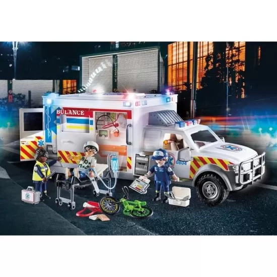 Playmobil City Action - Ambulanta cu lumini si sunete Playmobil City Action - Ambulanta cu lumini si sunete