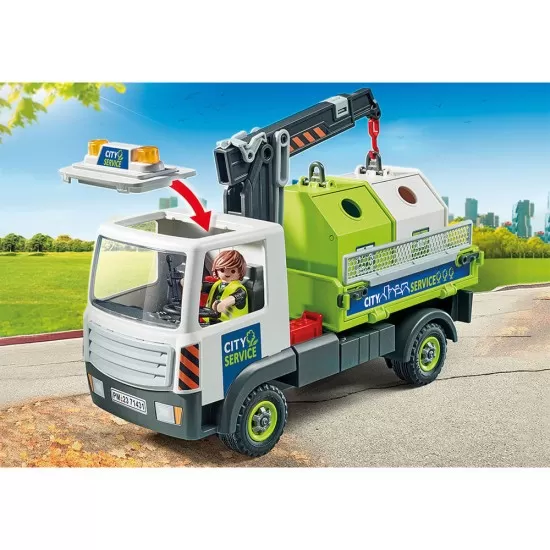 Playmobil City Action - Camion de reciclare sticla cu container Playmobil City Action - Camion de reciclare sticla cu container
