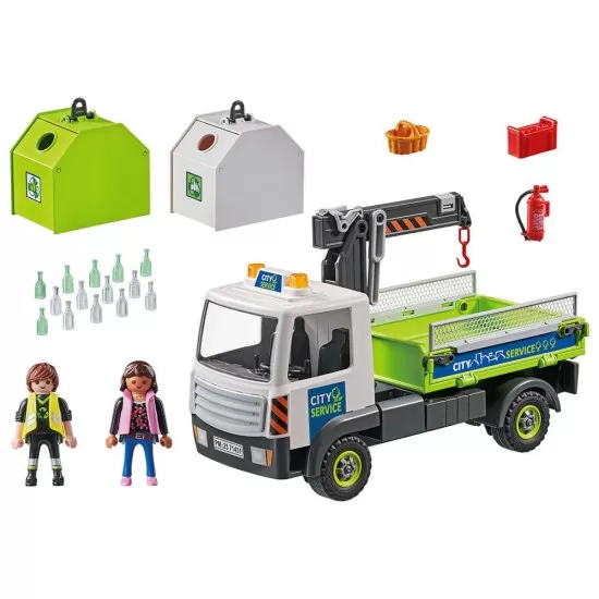 Playmobil City Action - Camion de reciclare sticla cu container Playmobil City Action - Camion de reciclare sticla cu container
