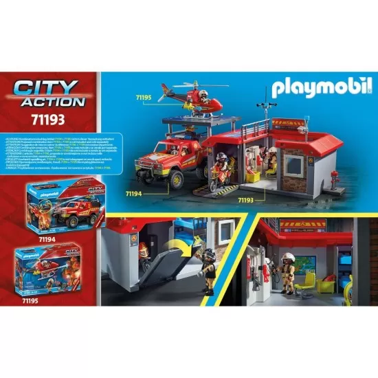 Playmobil City Action - Set mobil statie de pompieri si figurine Playmobil City Action - Set mobil statie de pompieri si figurine