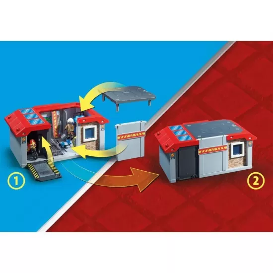 Playmobil City Action - Set mobil statie de pompieri si figurine Playmobil City Action - Set mobil statie de pompieri si figurine
