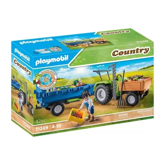 Playmobil Country - Tractor cu remorca si muncitor Playmobil Country - Tractor cu remorca si muncitor