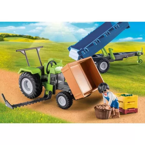 Playmobil Country - Tractor cu remorca si muncitor Playmobil Country - Tractor cu remorca si muncitor