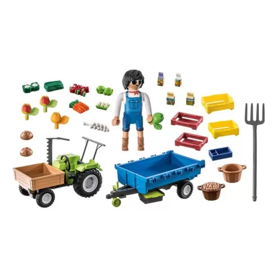 Playmobil Country - Tractor cu remorca si muncitor Playmobil Country - Tractor cu remorca si muncitor