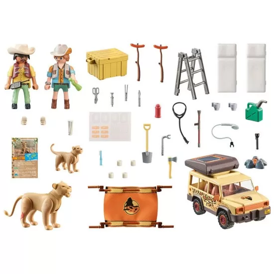 Playmobil Wiltopia - Vehicul de teren si lei