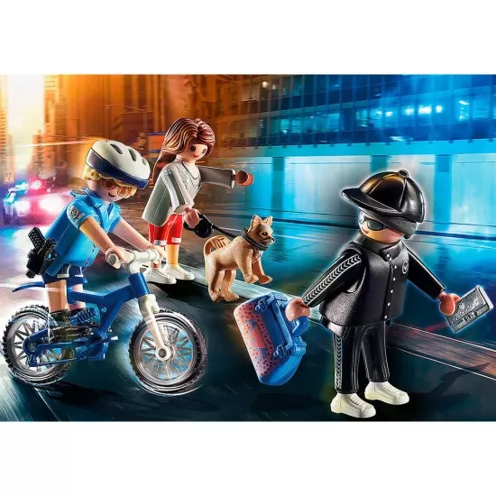 Playmobil City Action - Politist pe bicicleta si hot Playmobil City Action - Politist pe bicicleta si hot