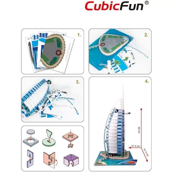 Puzzle 3D Burj al Arab nivel complex 101 piese Puzzle 3D Burj al Arab nivel complex 101 piese
