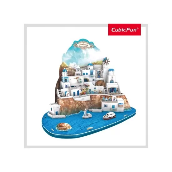 Puzzle 3D Insula Santorini nivel complex 129 piese