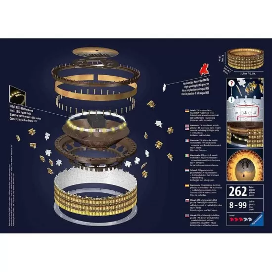 Puzzle 3D cu led Colosseum 216 piese Puzzle 3D cu led Colosseum 216 piese
