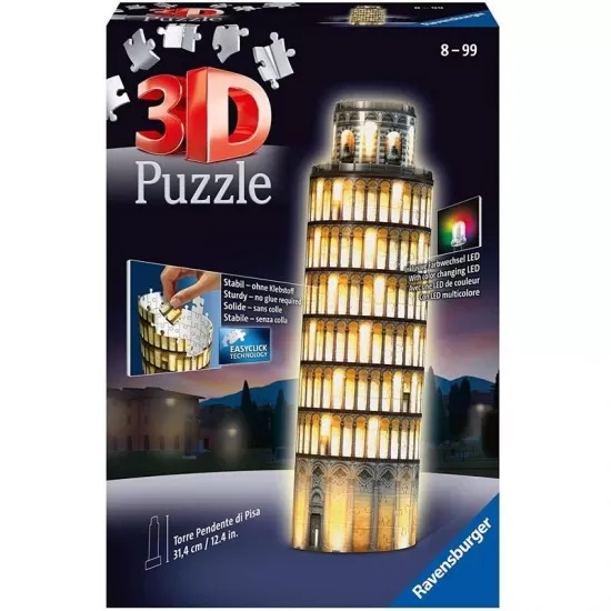 Puzzle 3D cu LED Turnul din Pisa 216 piese Ravensburger Puzzle 3D cu LED Turnul din Pisa 216 piese Ravensburger