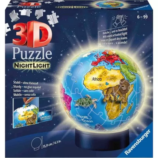 Puzzle 3D luminos glob pamantesc 72 piese Ravensburger Puzzle 3D luminos glob pamantesc 72 piese Ravensburger