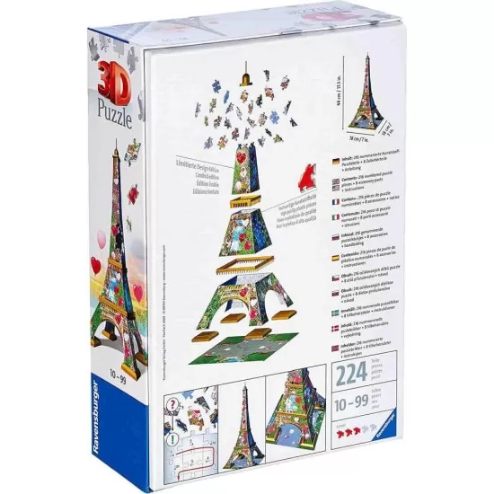 Puzzle 3D Turnul Eiffel cu inimioare 216 piese Ravensburger Puzzle 3D Turnul Eiffel cu inimioare 216 piese Ravensburger