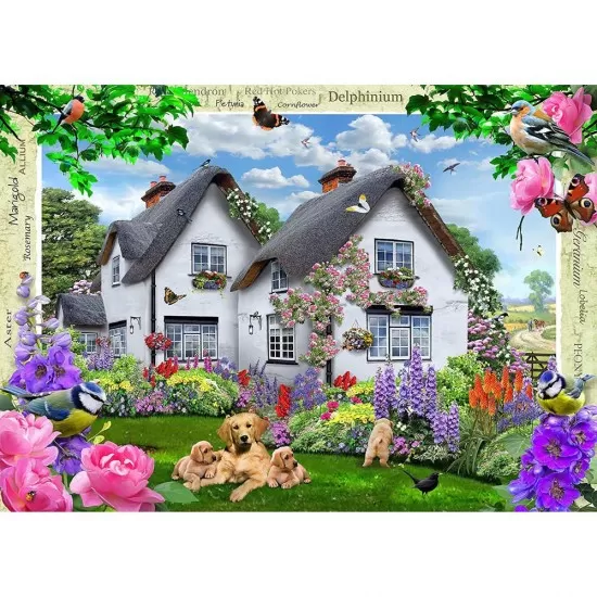 Puzzle casuta cu flori si animale 1000 piese Ravensburger
