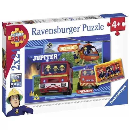 Puzzle Echipa Pompier Sam 2x24 piese Puzzle Echipa Pompier Sam 2x24 piese