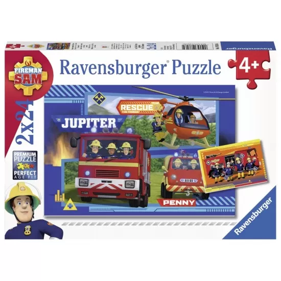 Puzzle Echipa Pompier Sam 2x24 piese Puzzle Echipa Pompier Sam 2x24 piese