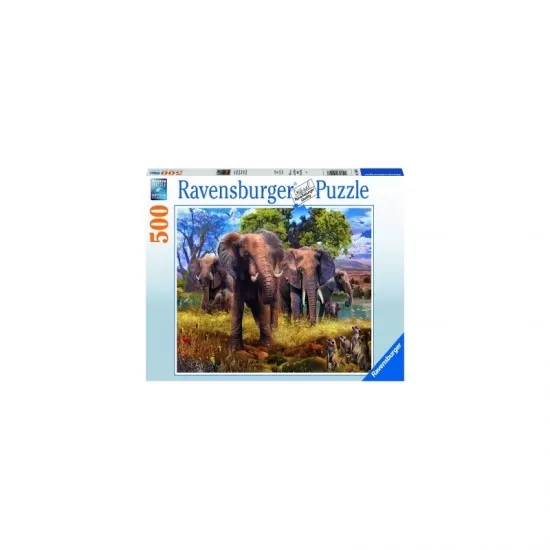 Puzzle familie elefanti Ravensburger 500 piese Puzzle familie elefanti Ravensburger 500 piese