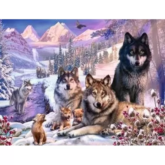 Puzzle Familie lupi iarna Ravensburger 2000 piese Puzzle Familie lupi iarna Ravensburger 2000 piese
