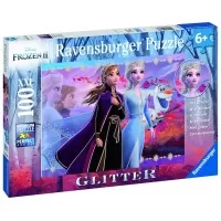 Puzzle cu sclipici Frozen II Elsa si Anna 100 piese