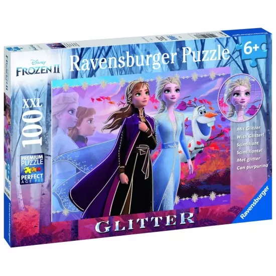 Puzzle cu sclipici Frozen II Elsa si Anna 100 piese Puzzle cu sclipici Frozen II Elsa si Anna 100 piese