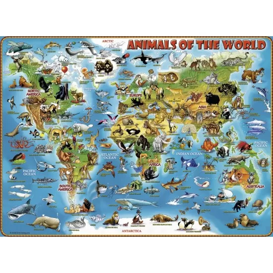 Puzzle Harta Animalelor 300 piese Puzzle Harta Animalelor 300 piese
