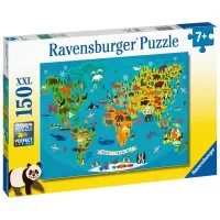 Puzzle harta lumii cu animale 150 piese Ravensburger