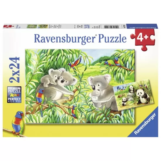 Puzzle Koala si Panda - 2x24 piese Puzzle Koala si Panda - 2x24 piese