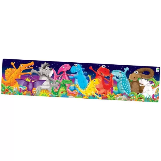 Puzzle lung de podea 51 piese - Dinozauri colorati Puzzle lung de podea 51 piese - Dinozauri colorati
