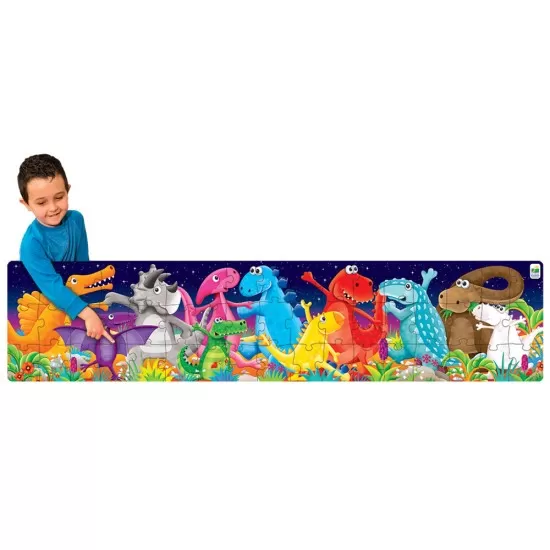 Puzzle lung de podea 51 piese - Dinozauri colorati Puzzle lung de podea 51 piese - Dinozauri colorati