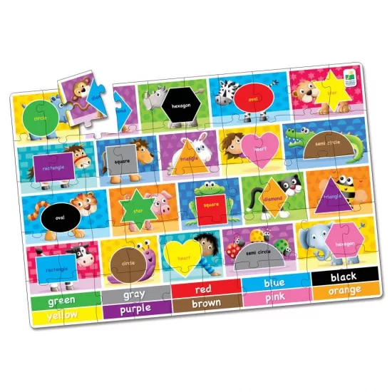 Puzzle mare de podea 50 piese - Culori si forme engleza Puzzle mare de podea 50 piese - Culori si forme engleza