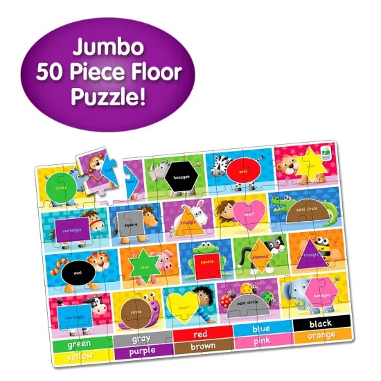 Puzzle mare de podea 50 piese - Culori si forme engleza Puzzle mare de podea 50 piese - Culori si forme engleza