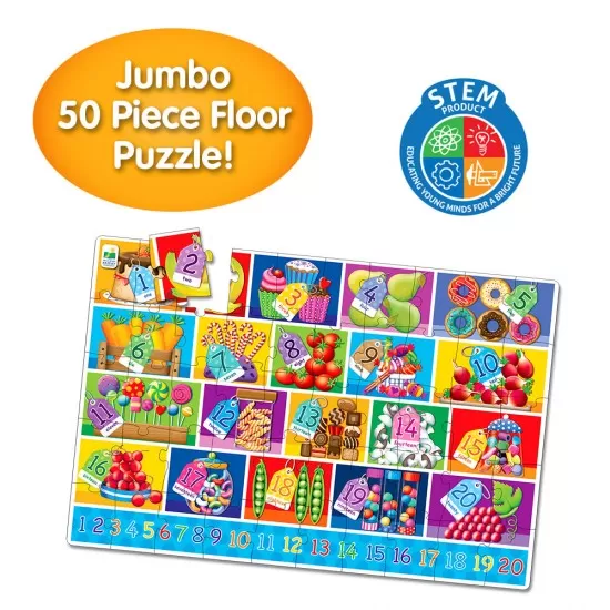 Puzzle mare de podea 50 piese - Numere limba engleza Puzzle mare de podea 50 piese - Numere limba engleza