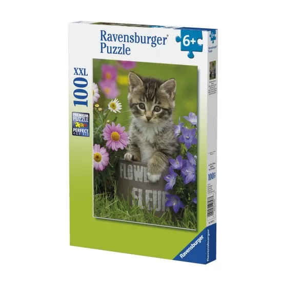 Puzzle pisicuta intre flori 100 piese Puzzle pisicuta intre flori 100 piese