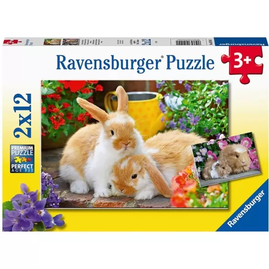 Puzzle porcusor de guinea si iepuras 2x12 piese Ravensburger Puzzle porcusor de guinea si iepuras 2x12 piese Ravensburger