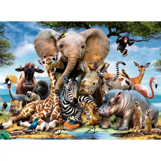 Puzzle Ravensburger Prietenii africani - 300 piese Puzzle Ravensburger Prietenii africani - 300 piese