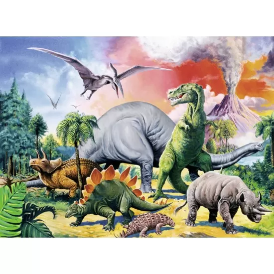 Puzzle Printre dinozauri - 100 piese Puzzle Printre dinozauri - 100 piese