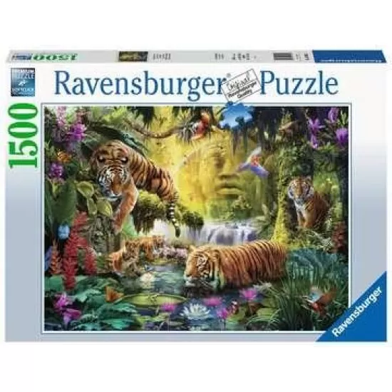 Puzzle Iaz cu tigri Ravensburger 1500 piese Puzzle Iaz cu tigri Ravensburger 1500 piese