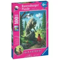 Puzzle Scufita Rosie si lupul 100 piese glitter Ravensburger