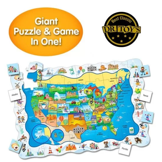 Puzzle 50 piese si joc harta SUA Puzzle 50 piese si joc harta SUA