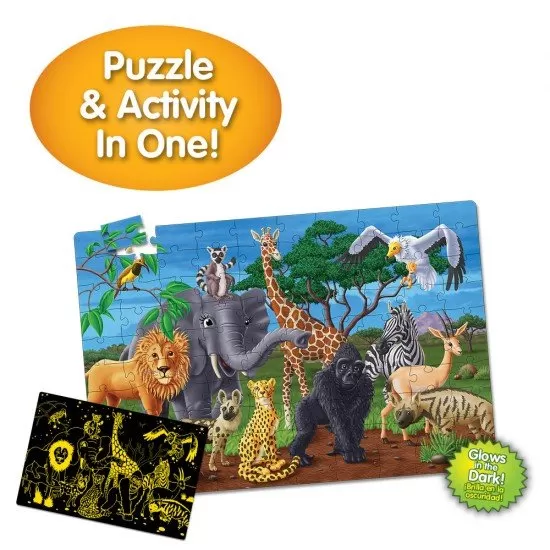 Puzzle straluceste in intuneric 100 piese - Animale salbatice Puzzle straluceste in intuneric 100 piese - Animale salbatice