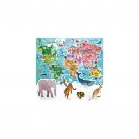Puzzle Headu - Turul lumii 108 piese cu animale 3D