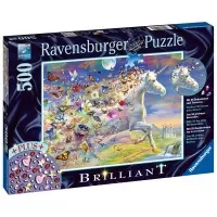 Puzzle unicorni si fluturi 500 piese cu stickere