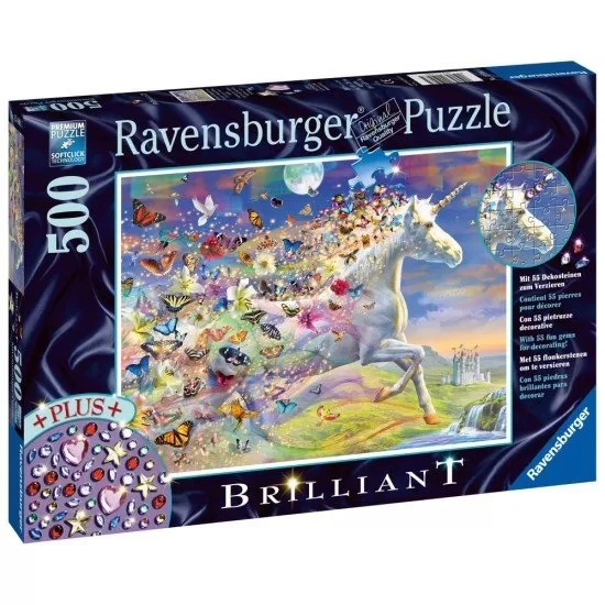 Puzzle unicorni si fluturi 500 piese cu stickere Puzzle unicorni si fluturi 500 piese cu stickere