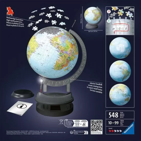 Puzzle 3D cu led globul pamantesc 540 piese Ravensburger Puzzle 3D cu led globul pamantesc 540 piese Ravensburger
